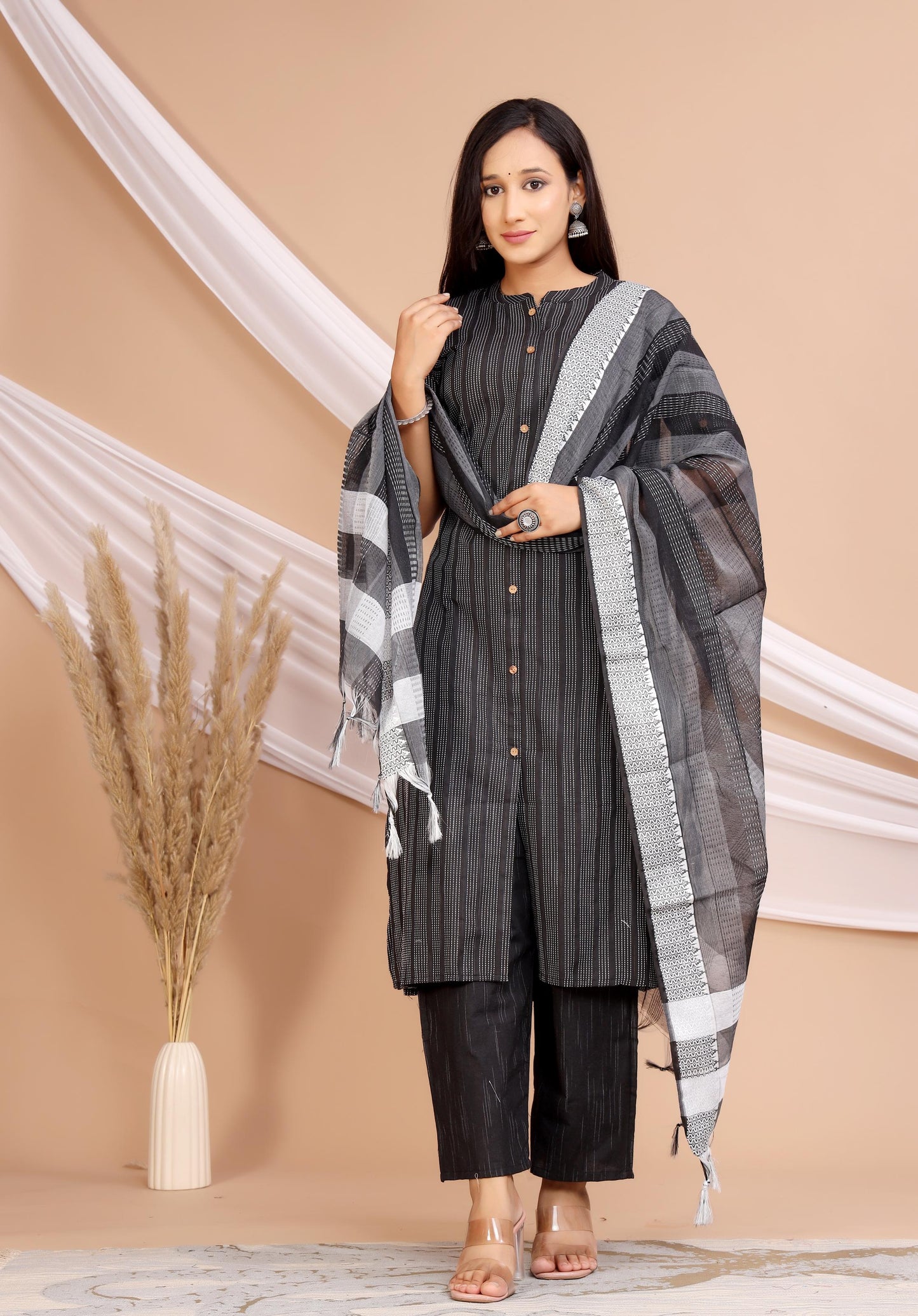 Akrish Premium Cotton Kurta Dupatta Set for Women | Elegant Black & Blue Ethnic Wear for Daily & Festive Use