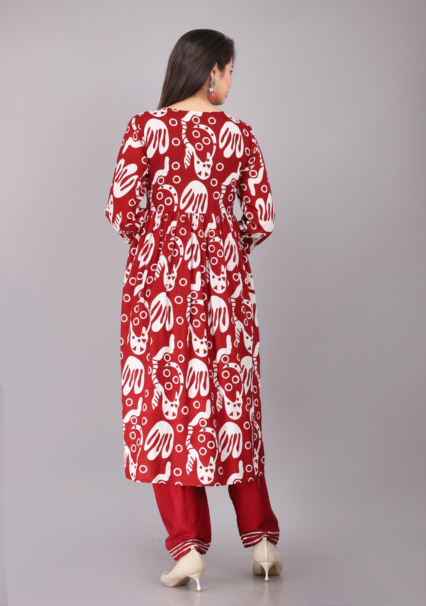 Akrish 3 Piece Rayon Kurta Dupatta Set for Women | Premium Red Ethnic Wear with Bottom & Dupatta
