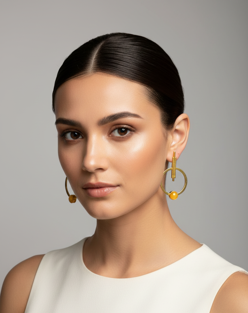 Gold Plated Circle Stud Earrings for Women | Trendy Western Fashion Jewellery Akrish