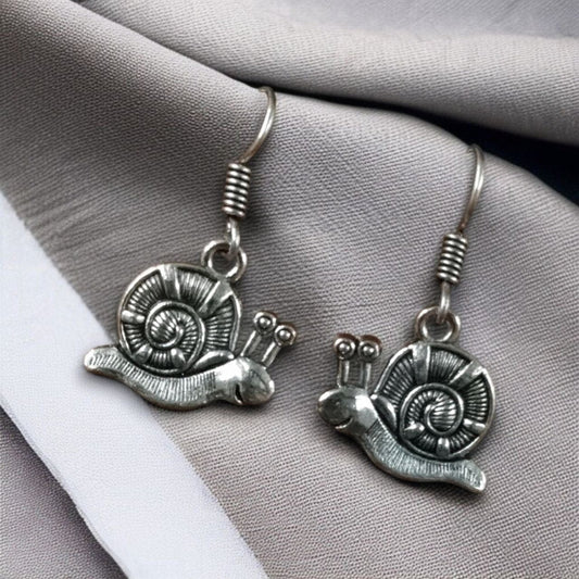 Snail Design Silver Plated Dangler Earrings for Women | Unique Hook Style Jewellery Akrish