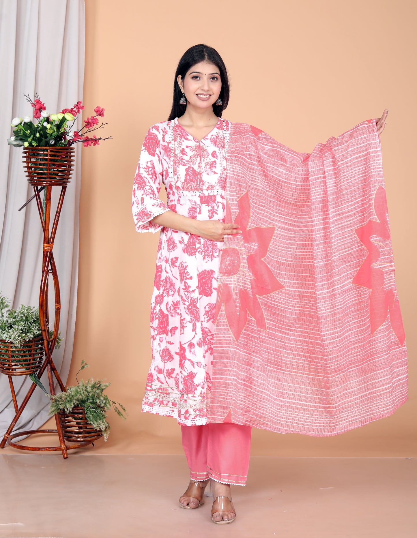 Akrish Pure Cotton Pink Kurta Set with Dupatta for Women | Premium Daily & Festive Wear | Elegant Ethnic Suit 2025