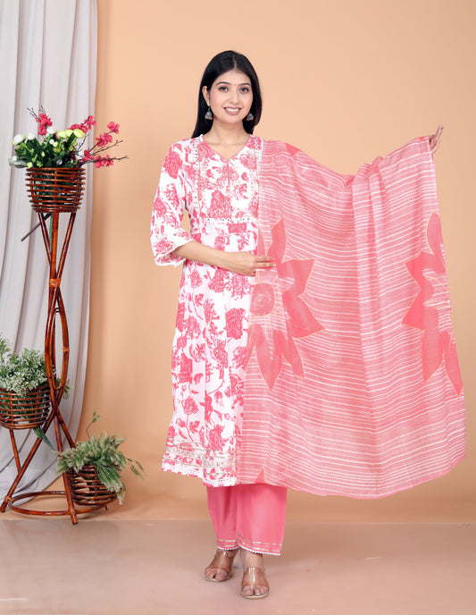 Akrish Pure Cotton Pink Kurta Set with Dupatta for Women | Premium Daily & Festive Wear | Elegant Ethnic Suit 2025