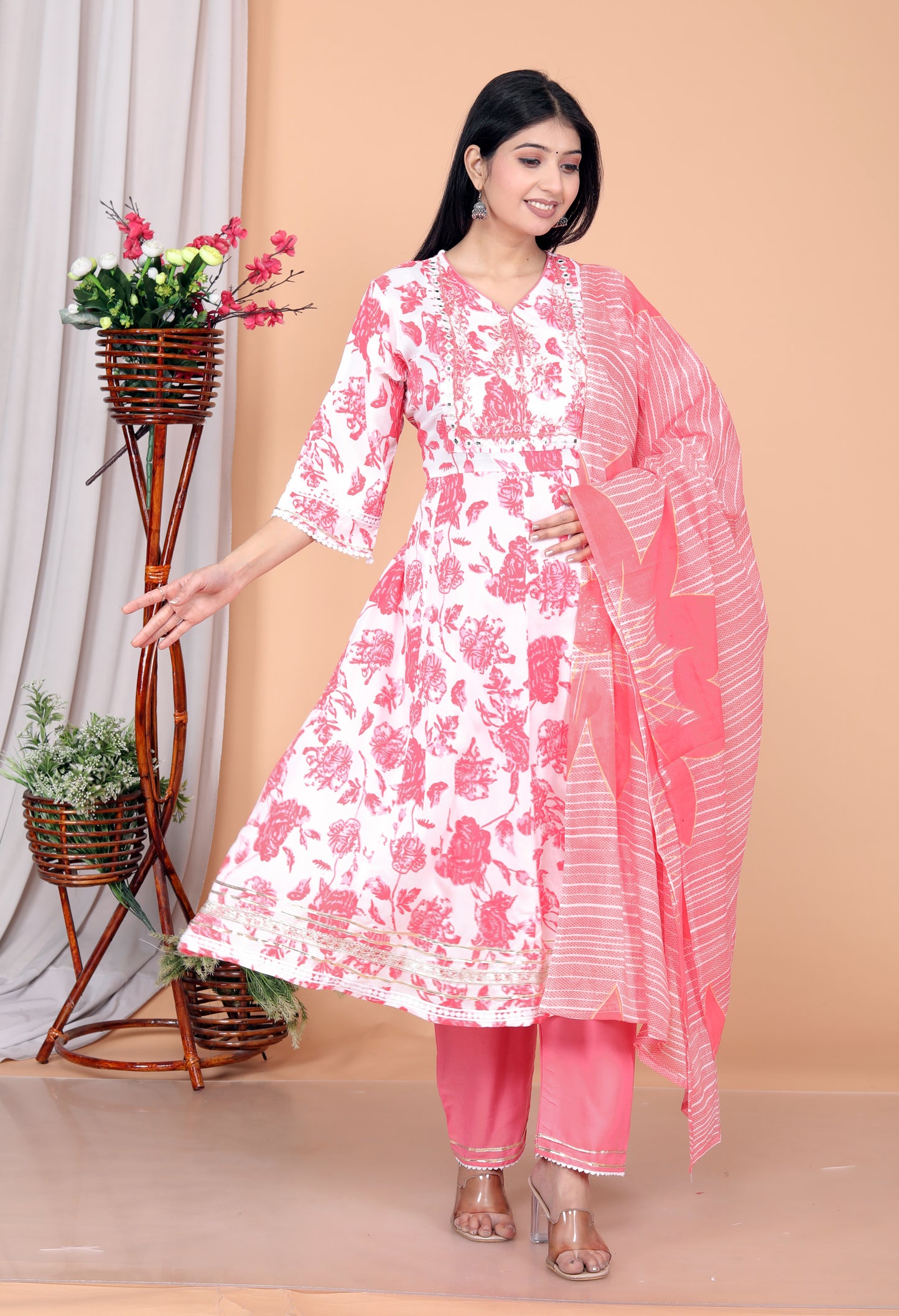 Akrish Pure Cotton Pink Kurta Set with Dupatta for Women | Premium Daily & Festive Wear | Elegant Ethnic Suit 2025
