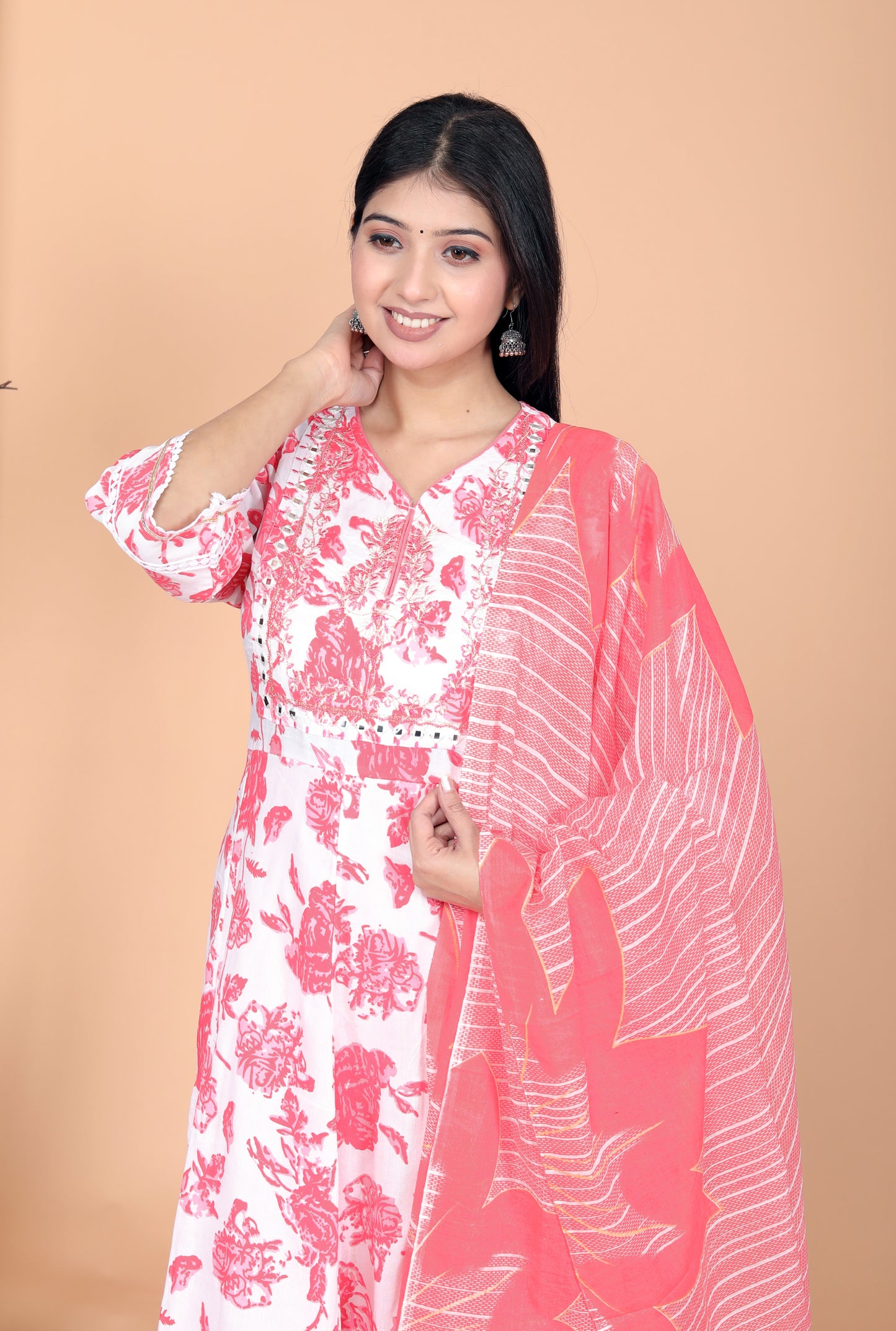 Akrish Pure Cotton Pink Kurta Set with Dupatta for Women | Premium Daily & Festive Wear | Elegant Ethnic Suit 2025