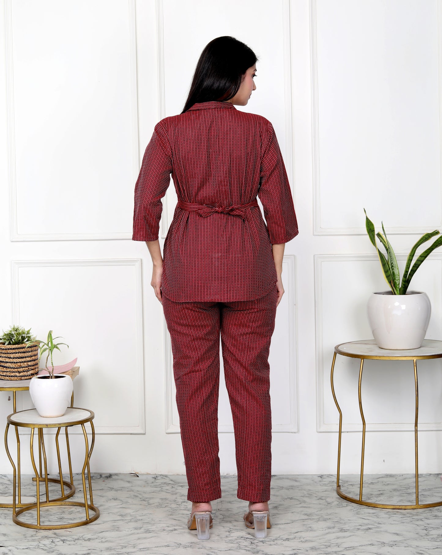 Akrish Premium Maroon Cotton Top & Pant Set for Women | Stylish Co-ord Set | Daily & Office Wear 2025