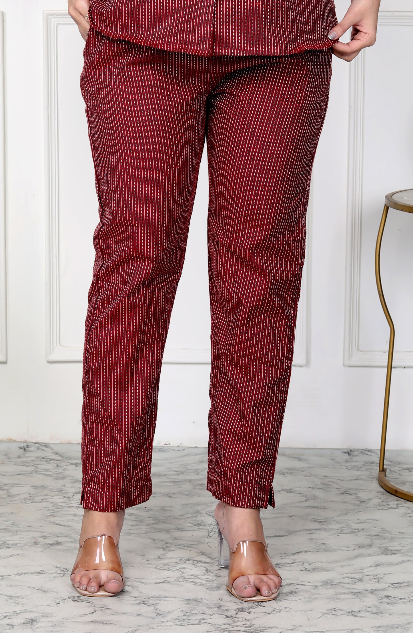 Akrish Premium Maroon Cotton Top & Pant Set for Women | Stylish Co-ord Set | Daily & Office Wear 2025