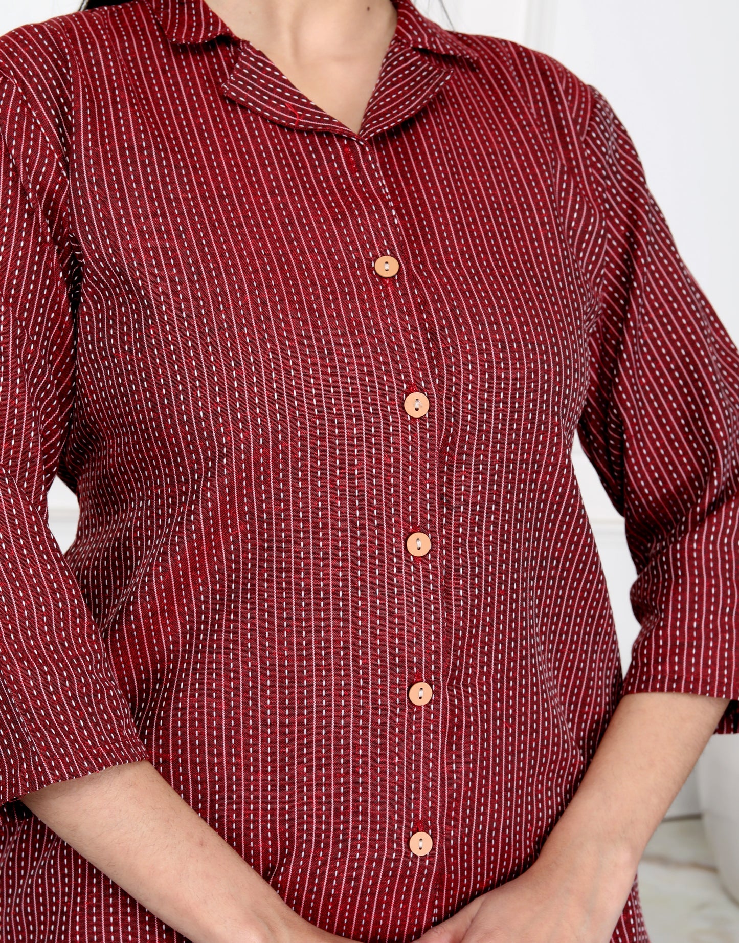 Akrish Premium Maroon Cotton Top & Pant Set for Women | Stylish Co-ord Set | Daily & Office Wear 2025
