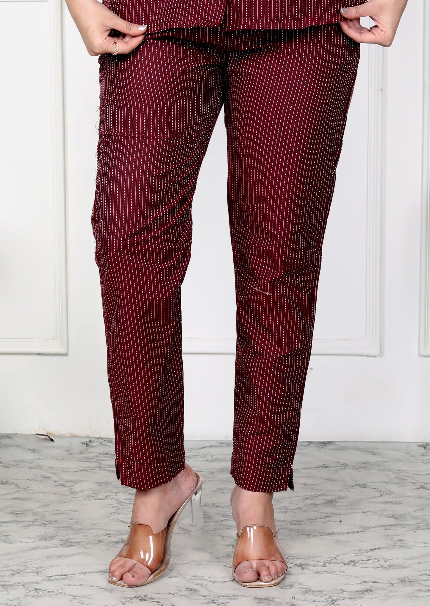 Akrish Premium Maroon Cotton Top & Pant Set for Women | Stylish Co-ord Set | Daily & Office Wear 2025