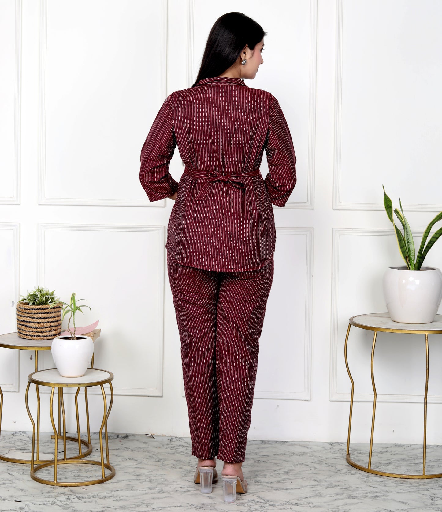 Akrish Premium Maroon Cotton Top & Pant Set for Women | Stylish Co-ord Set | Daily & Office Wear 2025