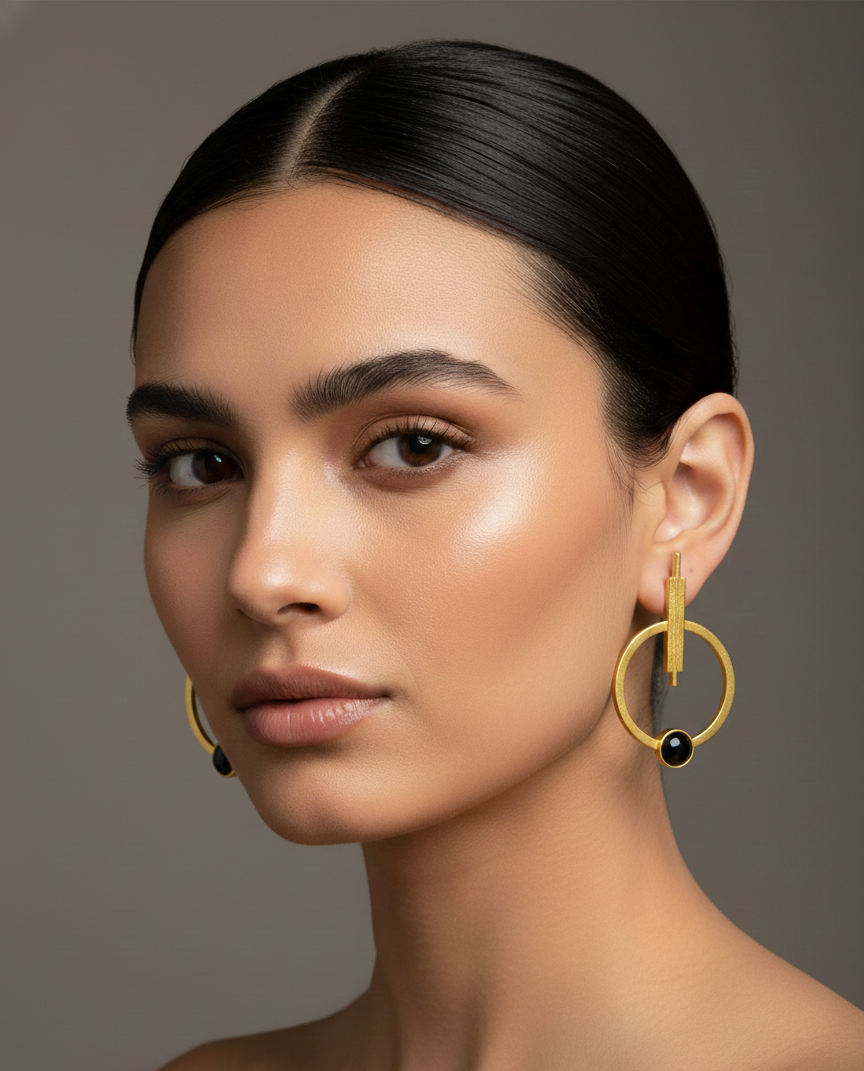 Gold Plated Circle Stud Earrings for Women | Trendy Western Fashion Jewellery Akrish