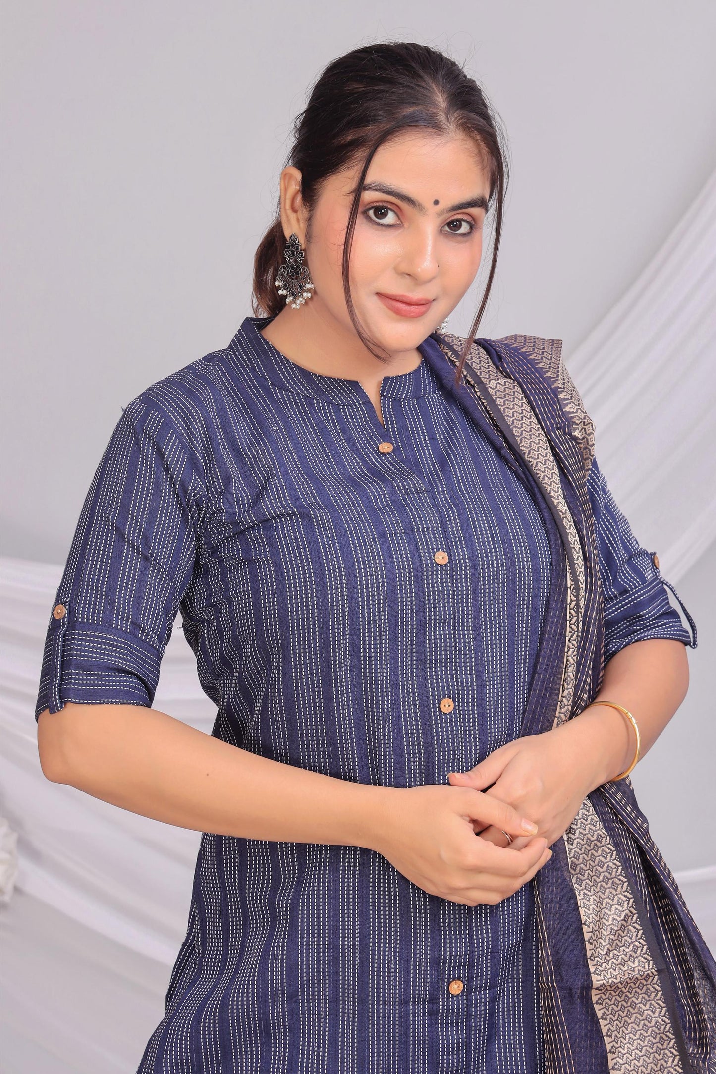 Akrish Premium Cotton Kurta Dupatta Set for Women | Elegant Black & Blue Ethnic Wear for Daily & Festive Use