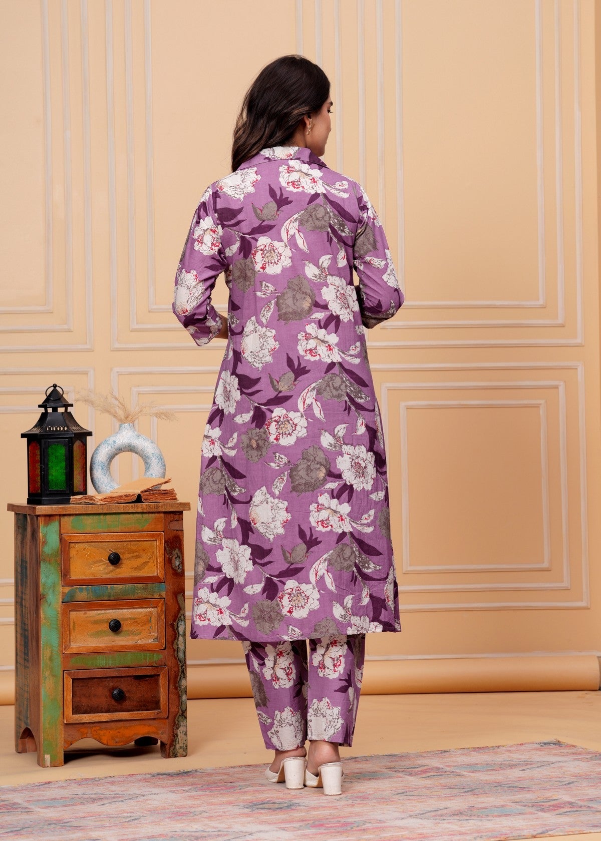 Women’s Lavender Floral Printed Co-ord Set Akrish