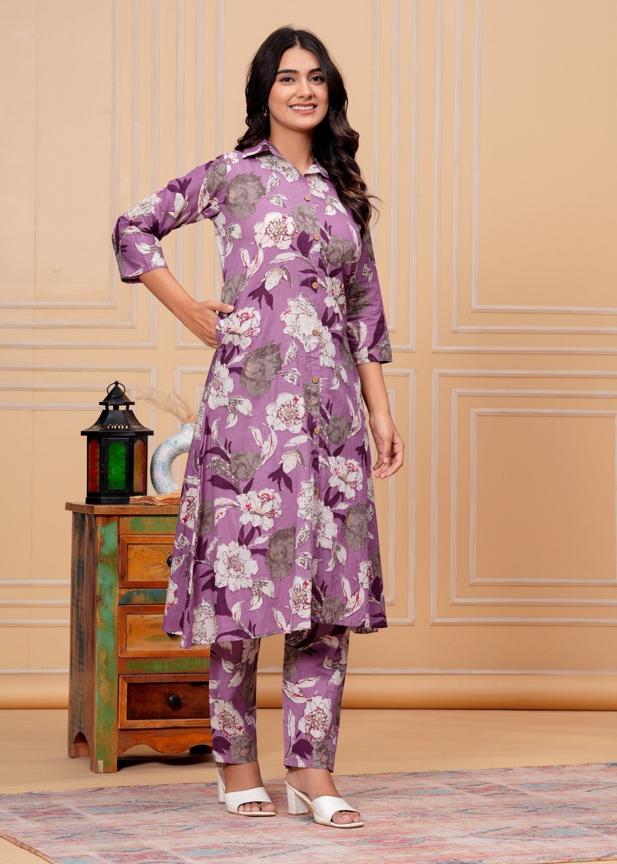 Women’s Lavender Floral Printed Co-ord Set Akrish