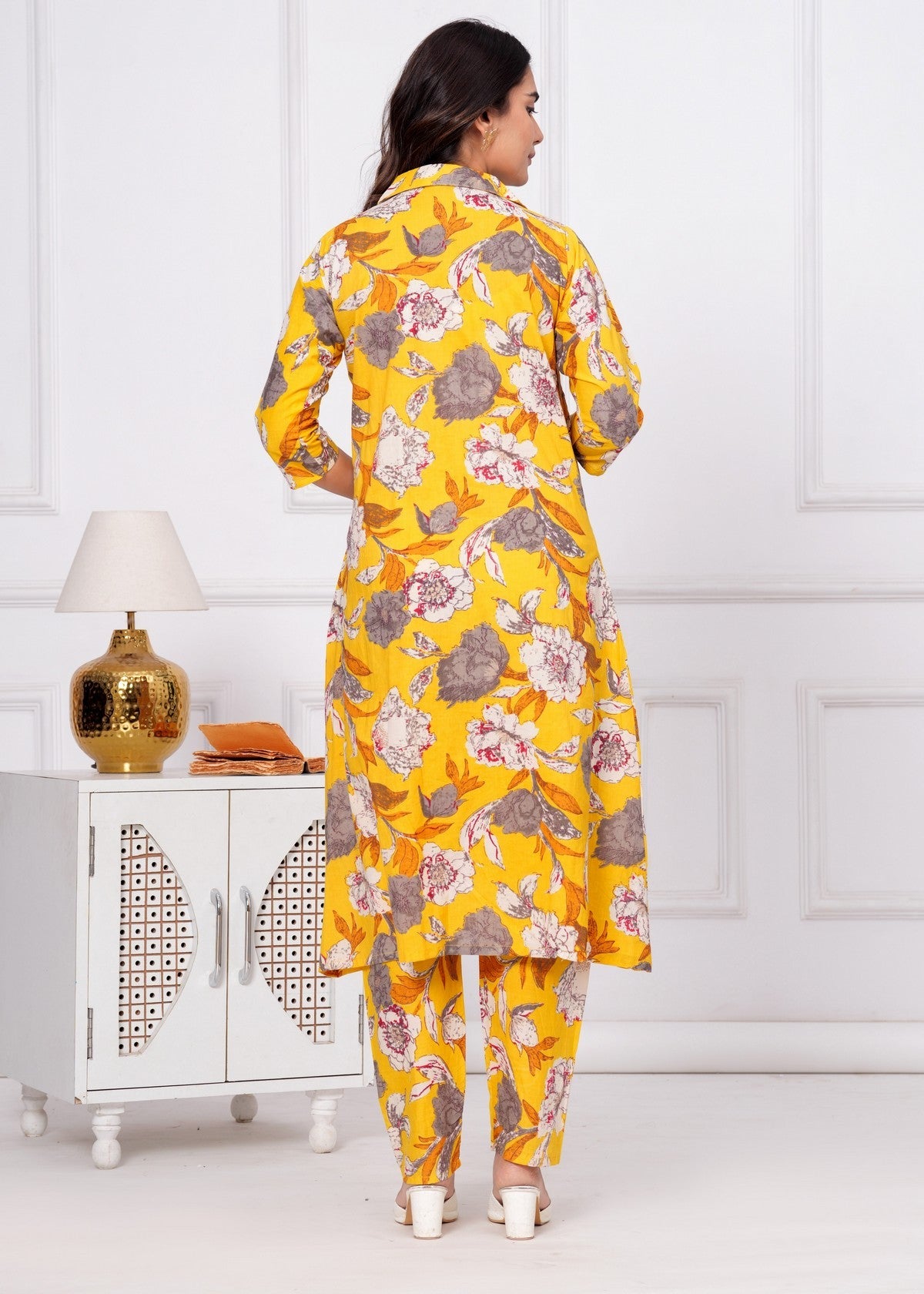 Women’s Yellow Floral Printed Co-ord Set Akrish