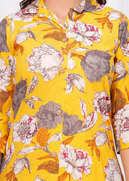 Women’s Yellow Floral Printed Co-ord Set Akrish