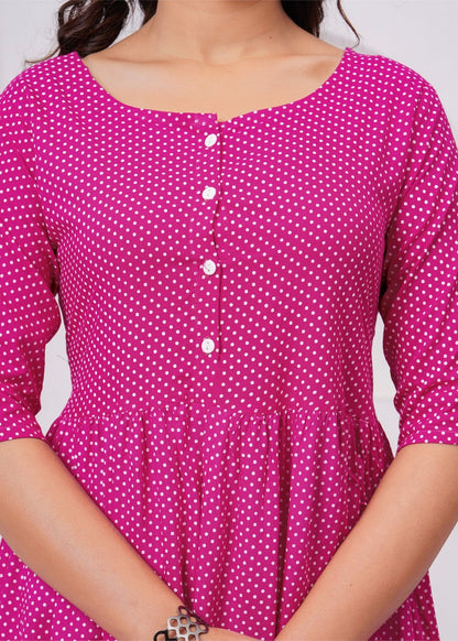 Elegant Pink Polka Dot Midi Gown – Stylish, Flowy & Perfect for Every Occasion Akrish