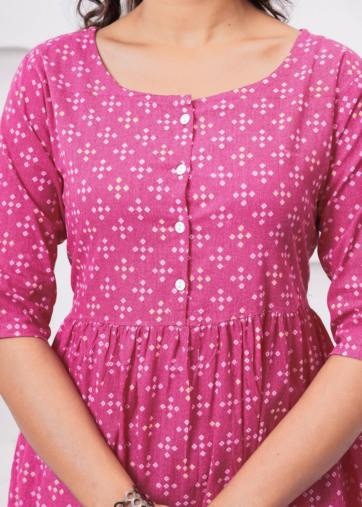 Women’s Pink Printed Co-ord Set | Soft Cotton Casual Kurti with Straight Pants Akrish