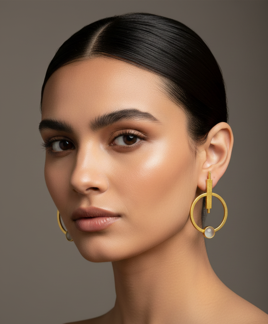 Gold Plated Circle Stud Earrings for Women | Trendy Western Fashion Jewellery Akrish