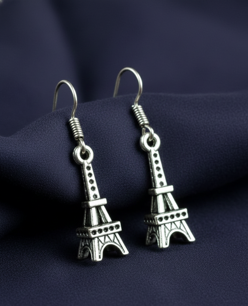Eiffel Tower Dangler Earrings for Women | German Silver Party Wear Hook Earrings Akrish