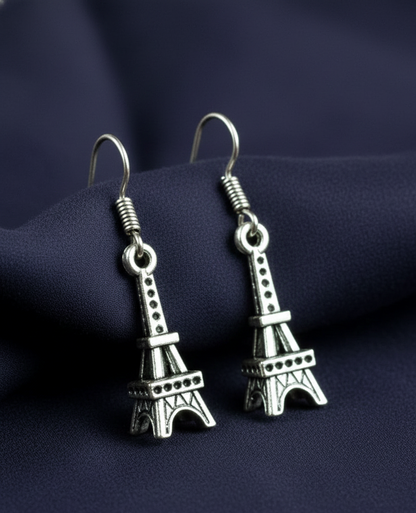 Eiffel Tower Dangler Earrings for Women | German Silver Party Wear Hook Earrings Akrish