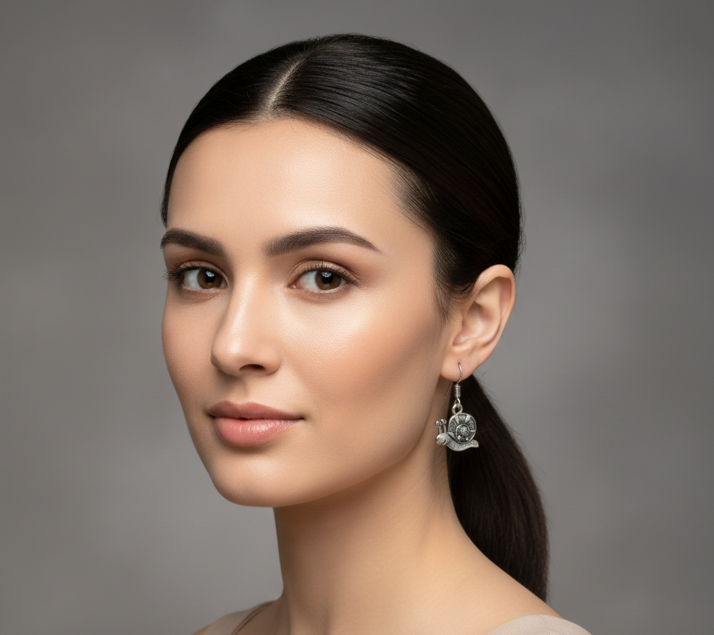 Snail Design Silver Plated Dangler Earrings for Women | Unique Hook Style Jewellery Akrish