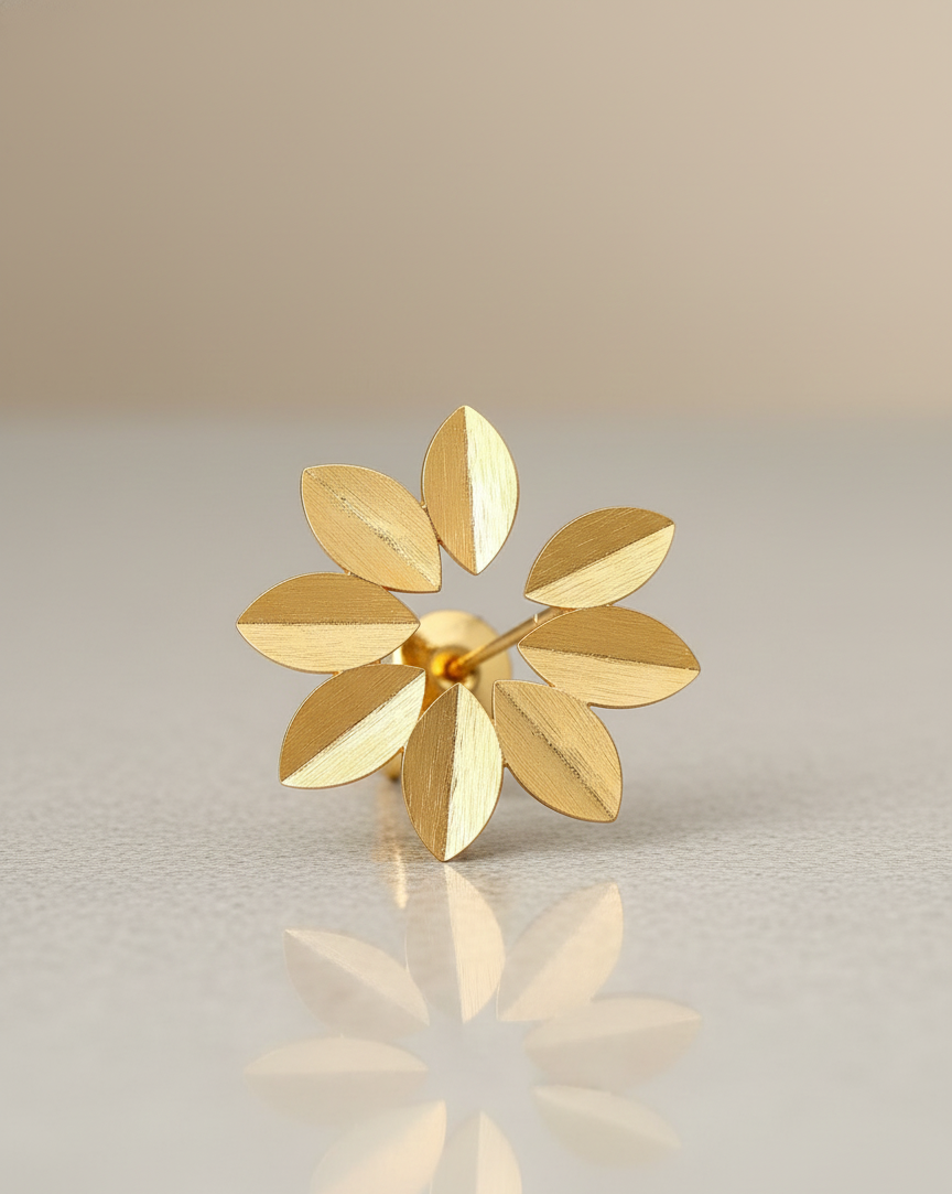 Premium Gold Finish Floral Stud Earrings for Women | Minimalist Luxury Party & Daily Wear Akrish