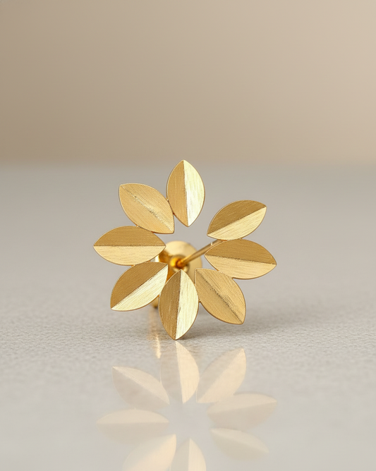 Premium Gold Finish Floral Stud Earrings for Women | Minimalist Luxury Party & Daily Wear Akrish