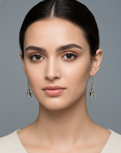 Eiffel Tower Dangler Earrings for Women | German Silver Party Wear Hook Earrings Akrish