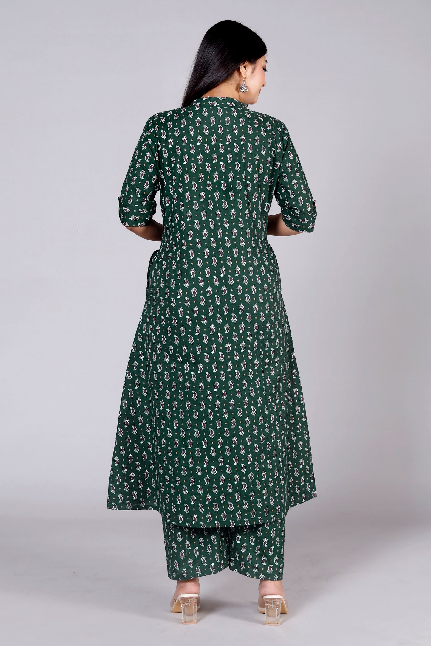 Akrish Green Pure Cotton Kurta Palazzo Set for Women | Premium Ethnic Wear for Daily & Festive Look