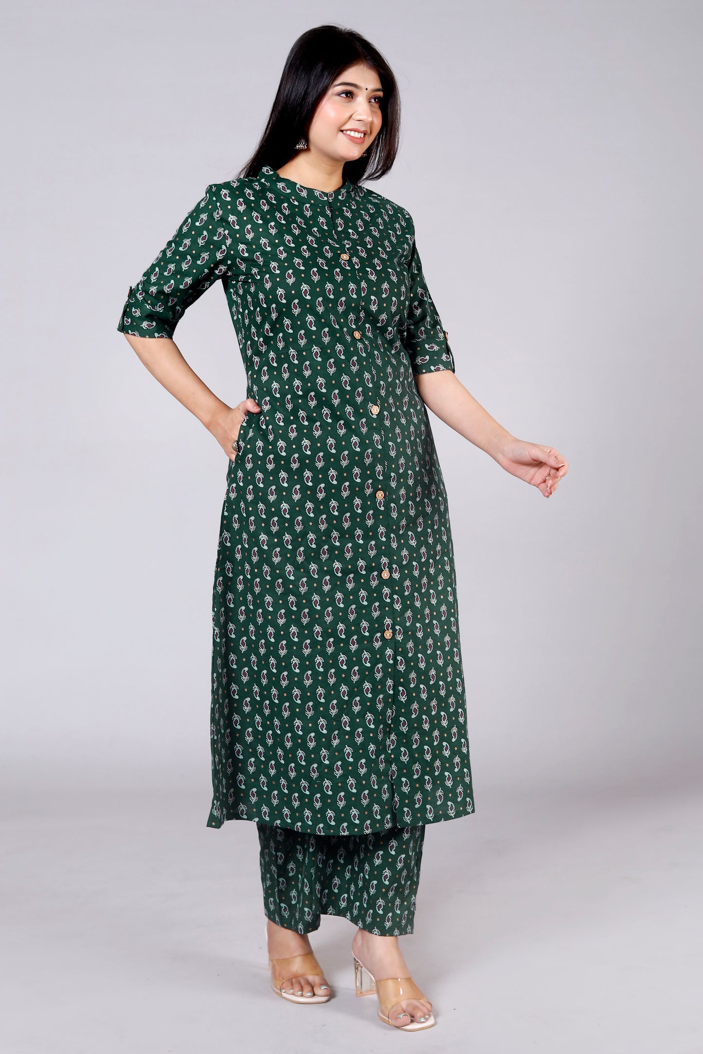 Akrish Green Pure Cotton Kurta Palazzo Set for Women | Premium Ethnic Wear for Daily & Festive Look