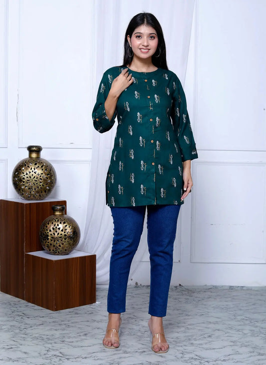 Green Patti Top for Women | Ethnic Casual Stylish Wear Akrish