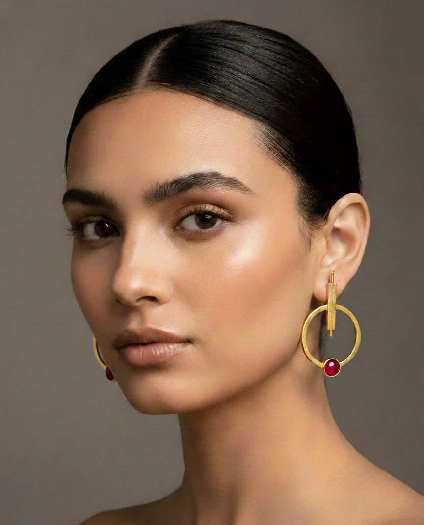 Gold Plated Circle Stud Earrings for Women | Trendy Western Fashion Jewellery Akrish