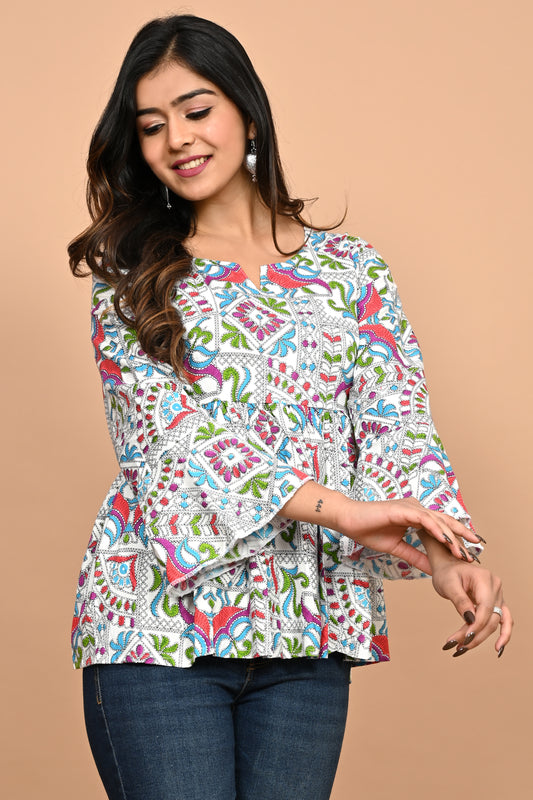 Akrish Designer Multicolor Premium Cotton Tops for Women | Lightweight Casual & Office Wear