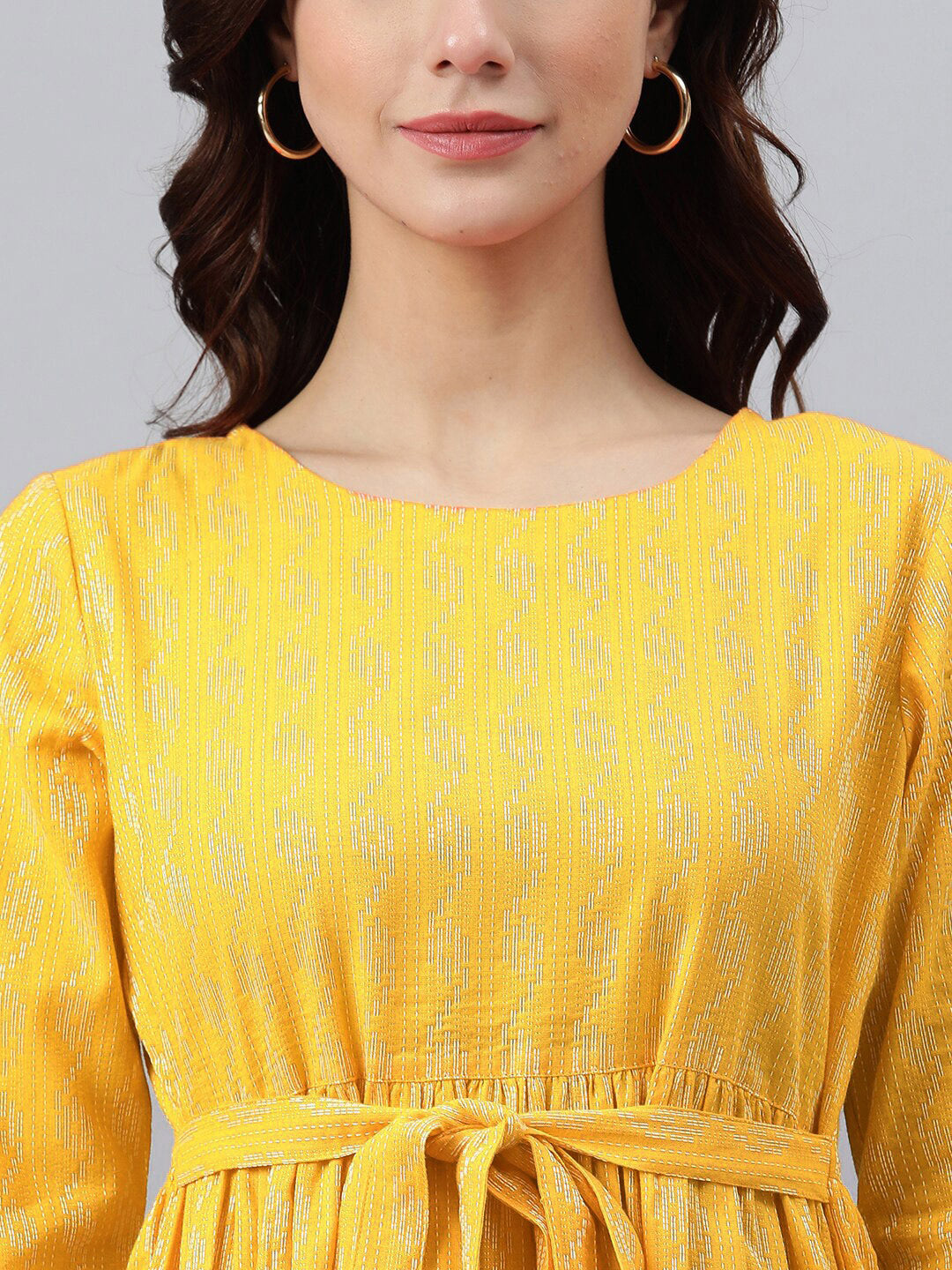 Akrish Yellow Printed Short Frock for Women & Girls | Premium Fabric Western-Ethnic Fusion Dress