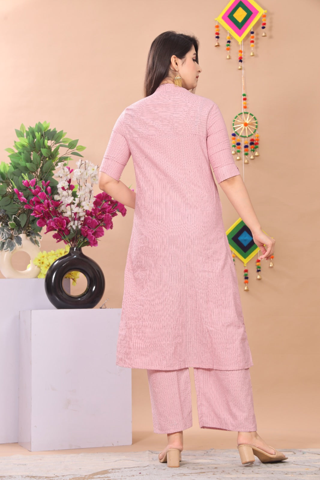 Akrish Pink Cotton Kurta Set for Women | Premium Ethnic Kurti & Pant Set