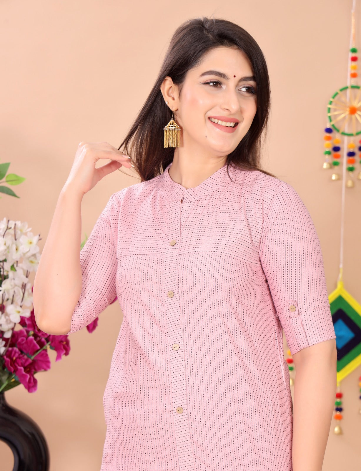 Akrish Pink Cotton Kurta Set for Women | Premium Ethnic Kurti & Pant Set