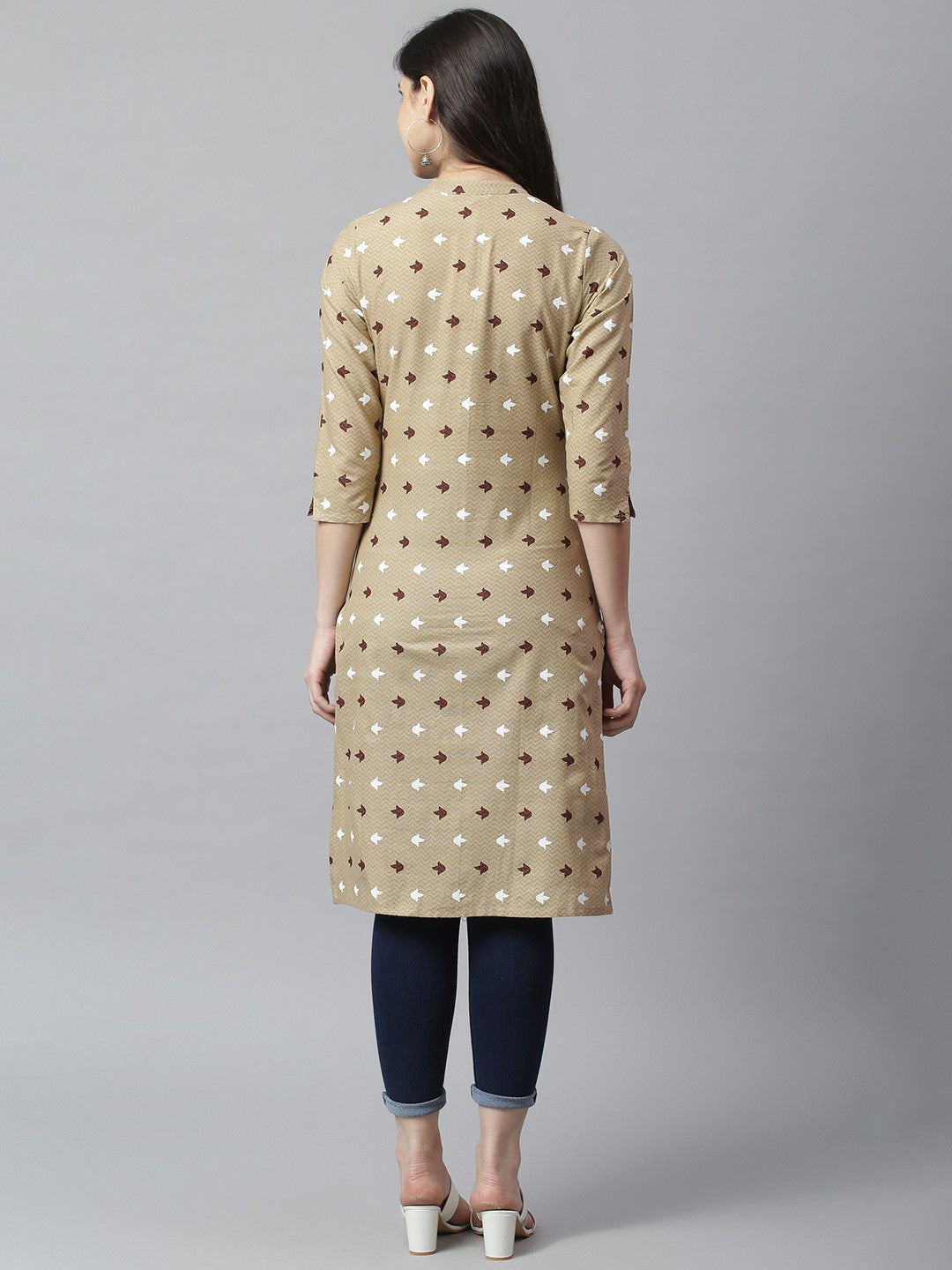 Akrish Cotton Kurta for Women | Premium Daily Wear Kurti in Beige & Blue