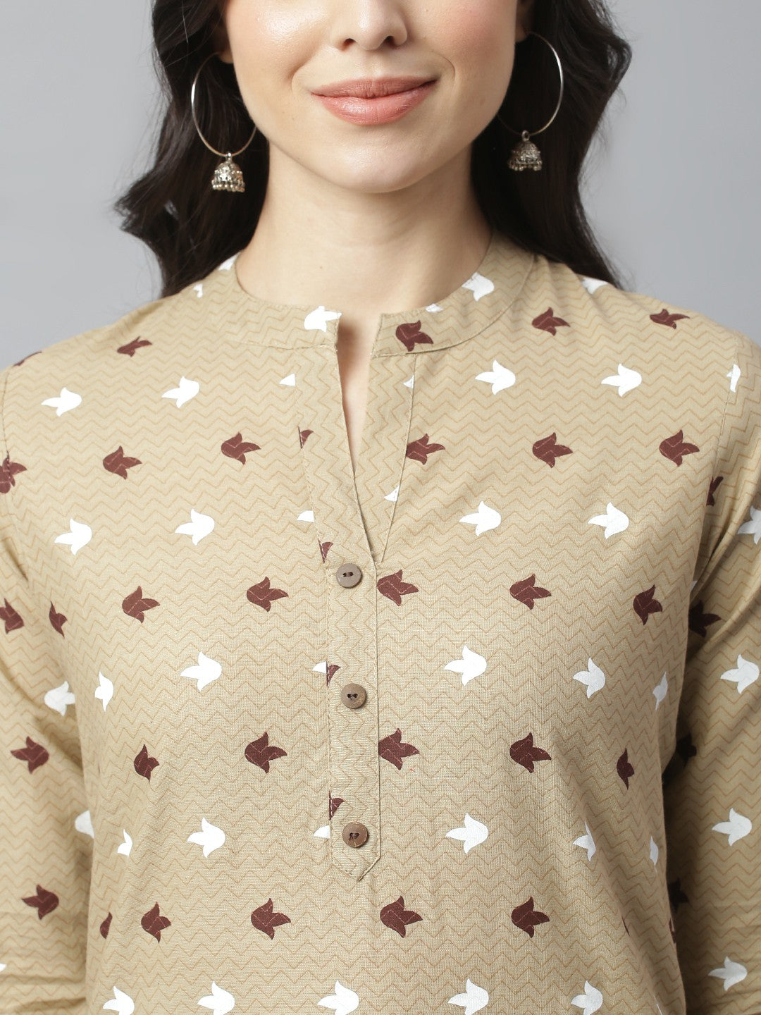 Akrish Cotton Kurta for Women | Premium Daily Wear Kurti in Beige & Blue