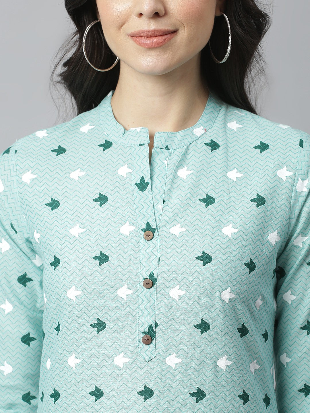 Akrish Cotton Kurta for Women | Premium Daily Wear Kurti in Beige & Blue
