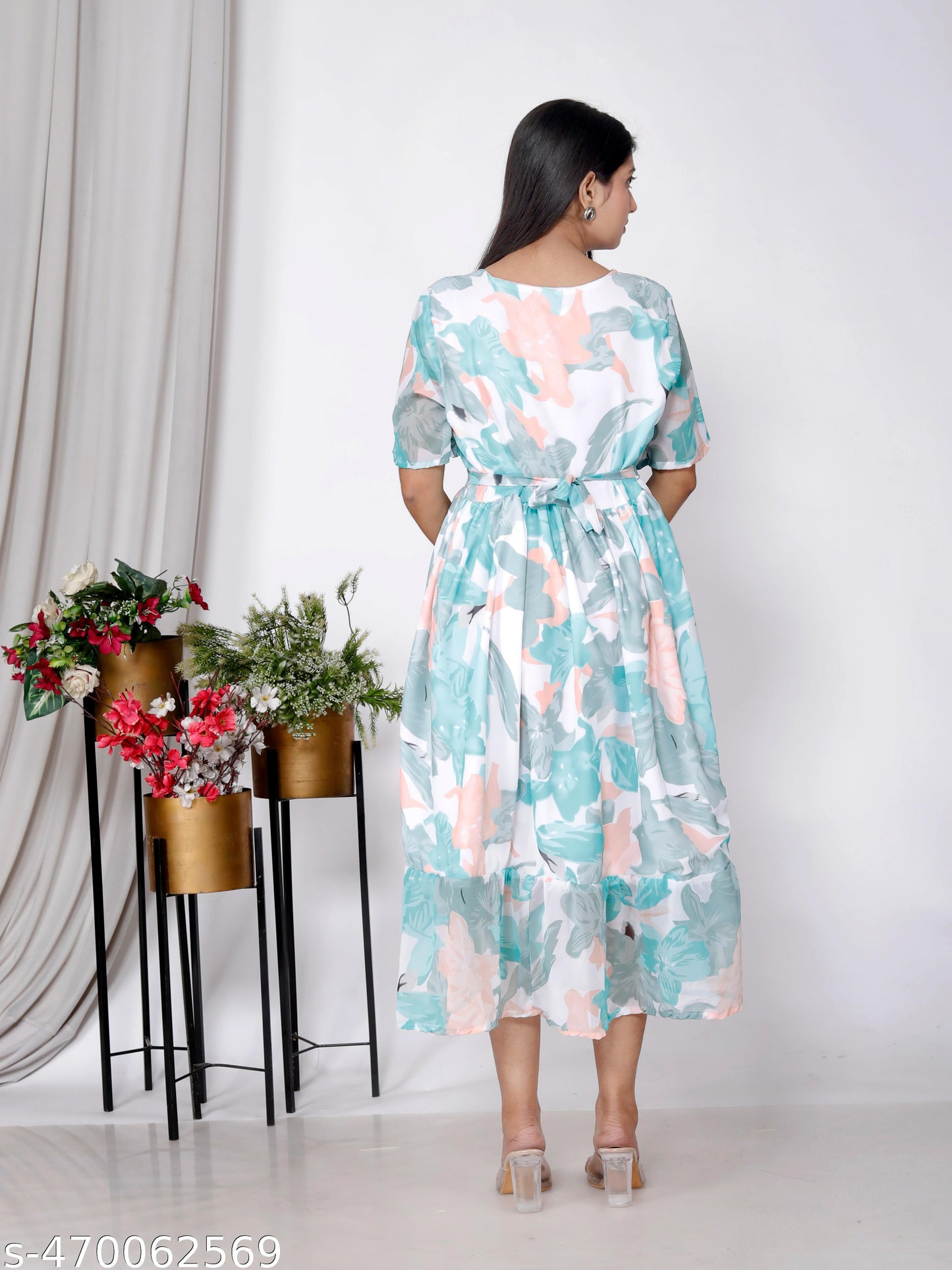 Akrish Pure Cotton Floral Anarkali Dress for Women | Premium Summer Midi Gown in Blue, Yellow, Green & Pink