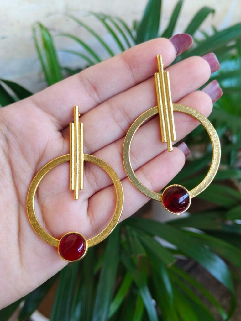 Gold Plated Circle Stud Earrings for Women | Trendy Western Fashion Jewellery Akrish
