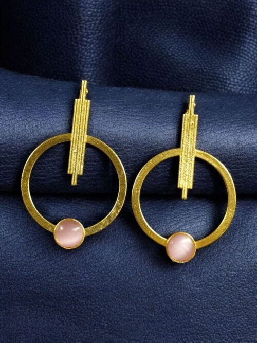 Gold Plated Circle Stud Earrings for Women | Trendy Western Fashion Jewellery Akrish