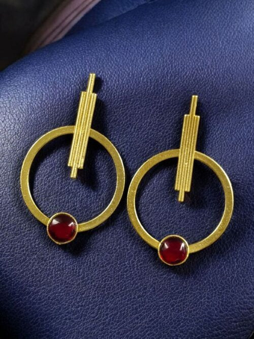 Gold Plated Circle Stud Earrings for Women | Trendy Western Fashion Jewellery Akrish