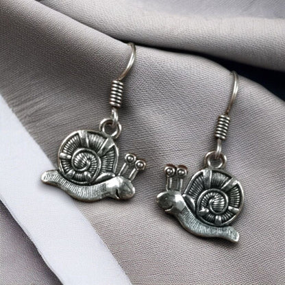Snail Design Silver Plated Dangler Earrings for Women | Unique Hook Style Jewellery Akrish