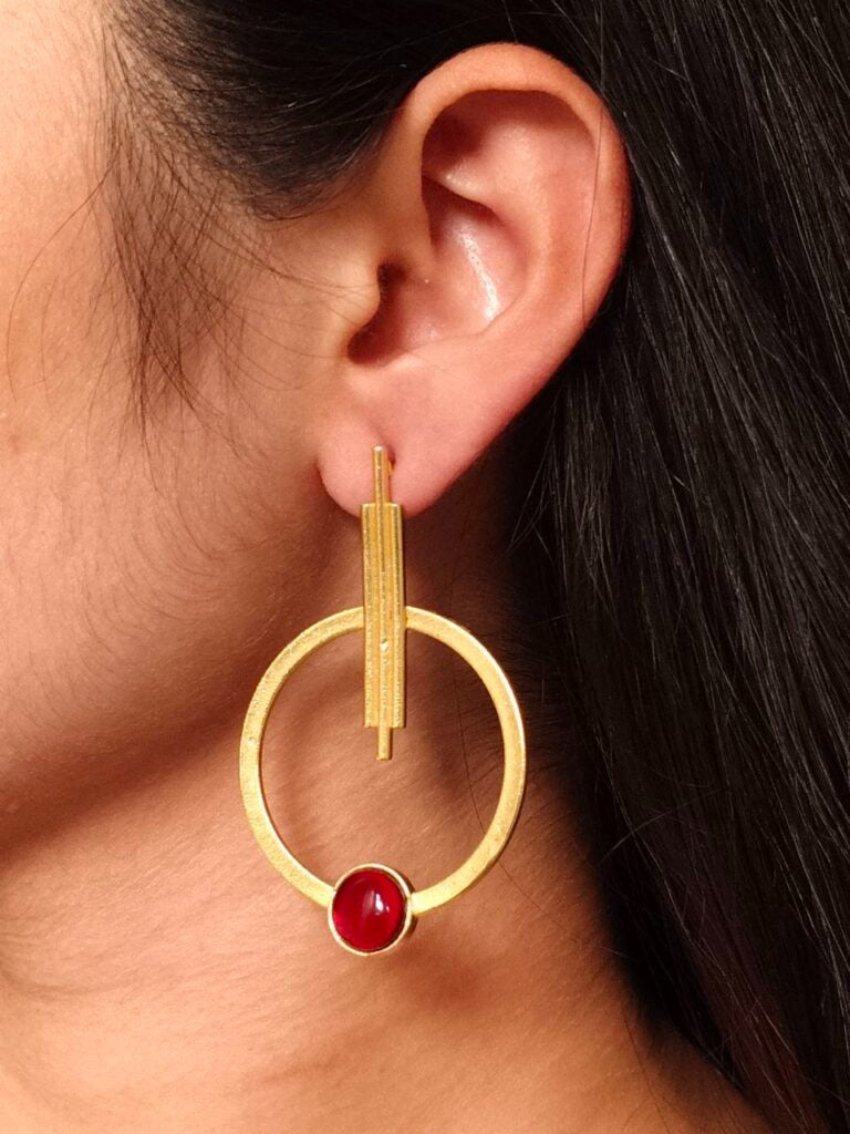 Gold Plated Circle Stud Earrings for Women | Trendy Western Fashion Jewellery Akrish