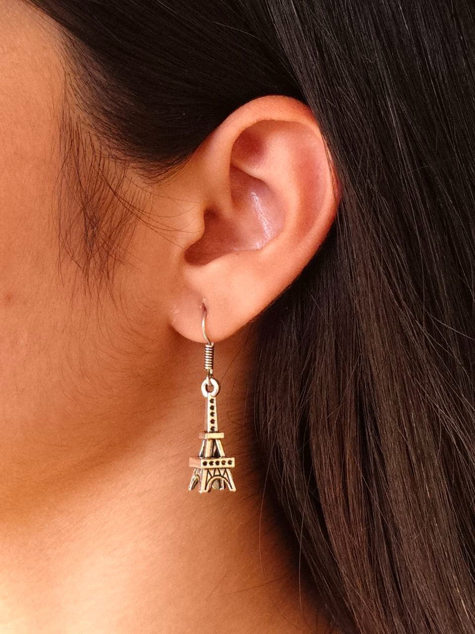Eiffel Tower Dangler Earrings for Women | German Silver Party Wear Hook Earrings Akrish