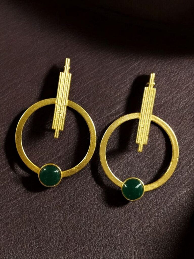 Gold Plated Circle Stud Earrings for Women | Trendy Western Fashion Jewellery Akrish