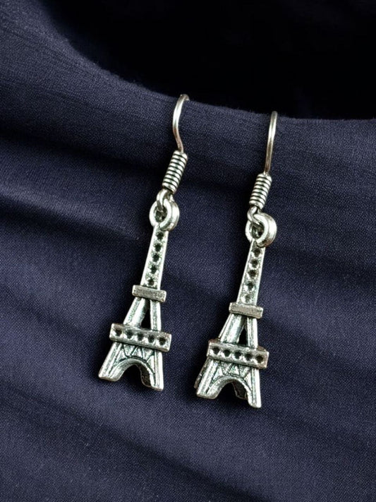 Eiffel Tower Dangler Earrings for Women | German Silver Party Wear Hook Earrings Akrish