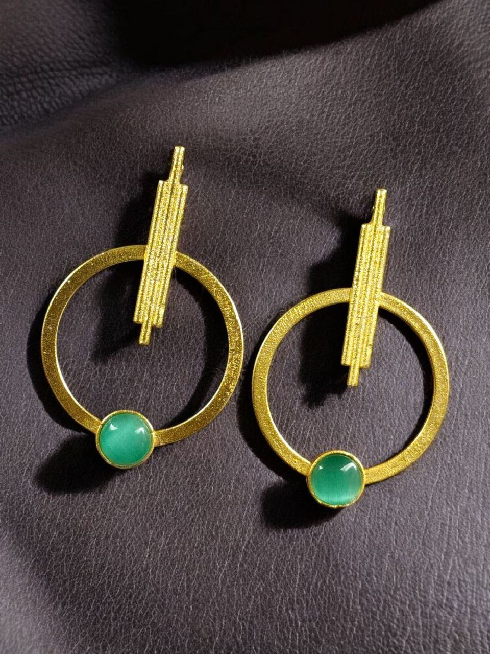 Gold Plated Circle Stud Earrings for Women | Trendy Western Fashion Jewellery Akrish