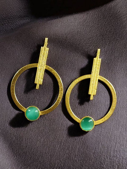 Gold Plated Circle Stud Earrings for Women | Trendy Western Fashion Jewellery Akrish